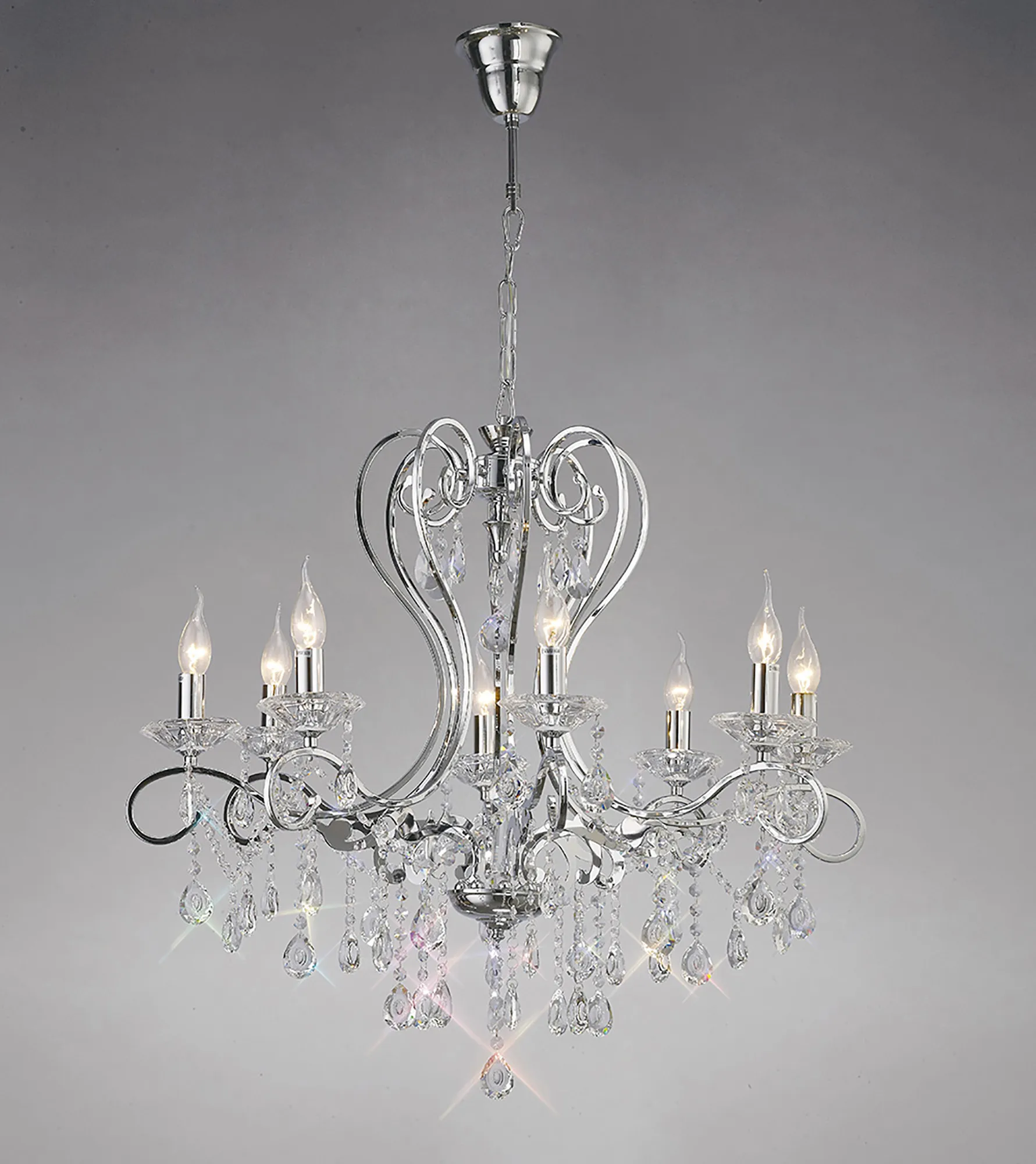 IL31368  Vela Crystal Chandelier 8 Light Polished Chrome